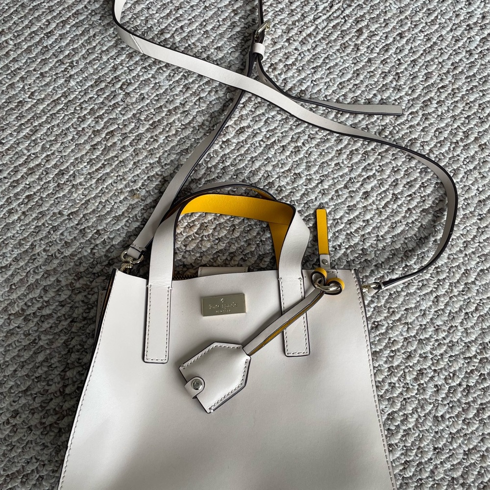 Kate Spade White Tote with Yellow Accent